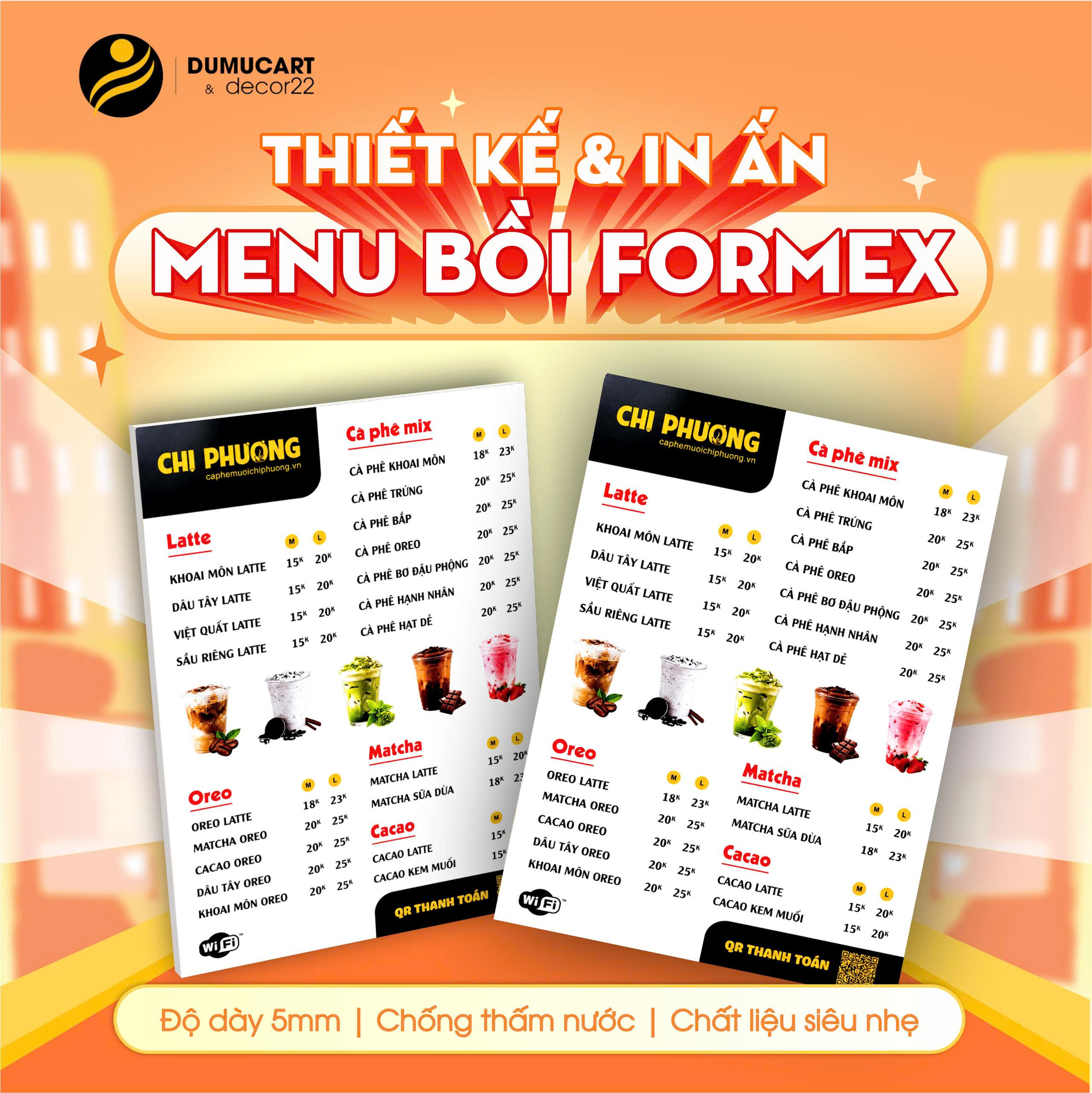 in menu bồi formex