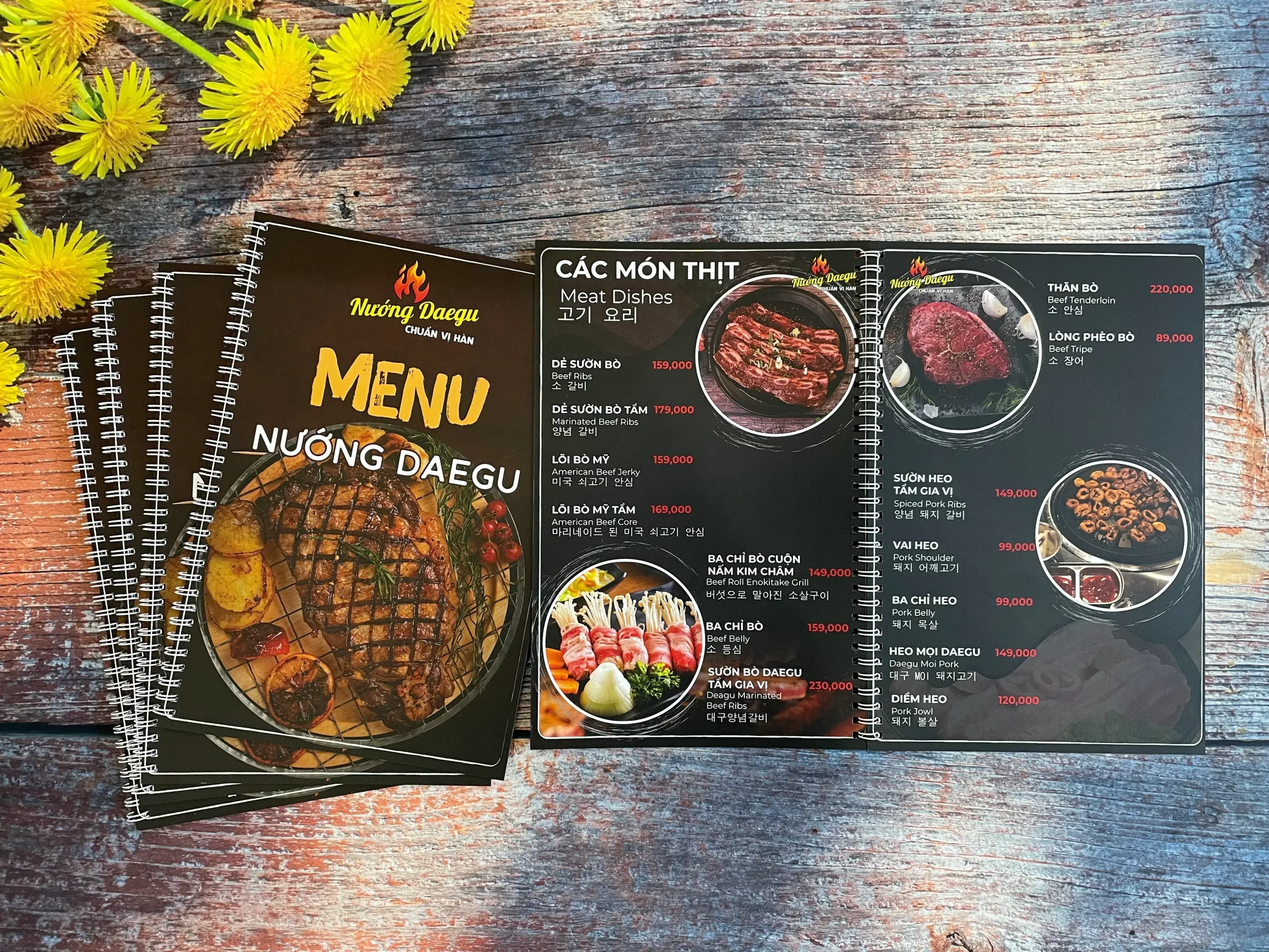 menu đóng cuốn gáy lò xo