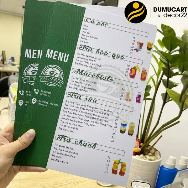 menu tờ nhựa cứng