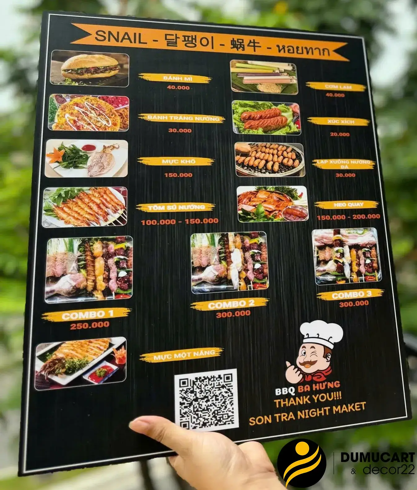 menu tờ nhựa cứng
