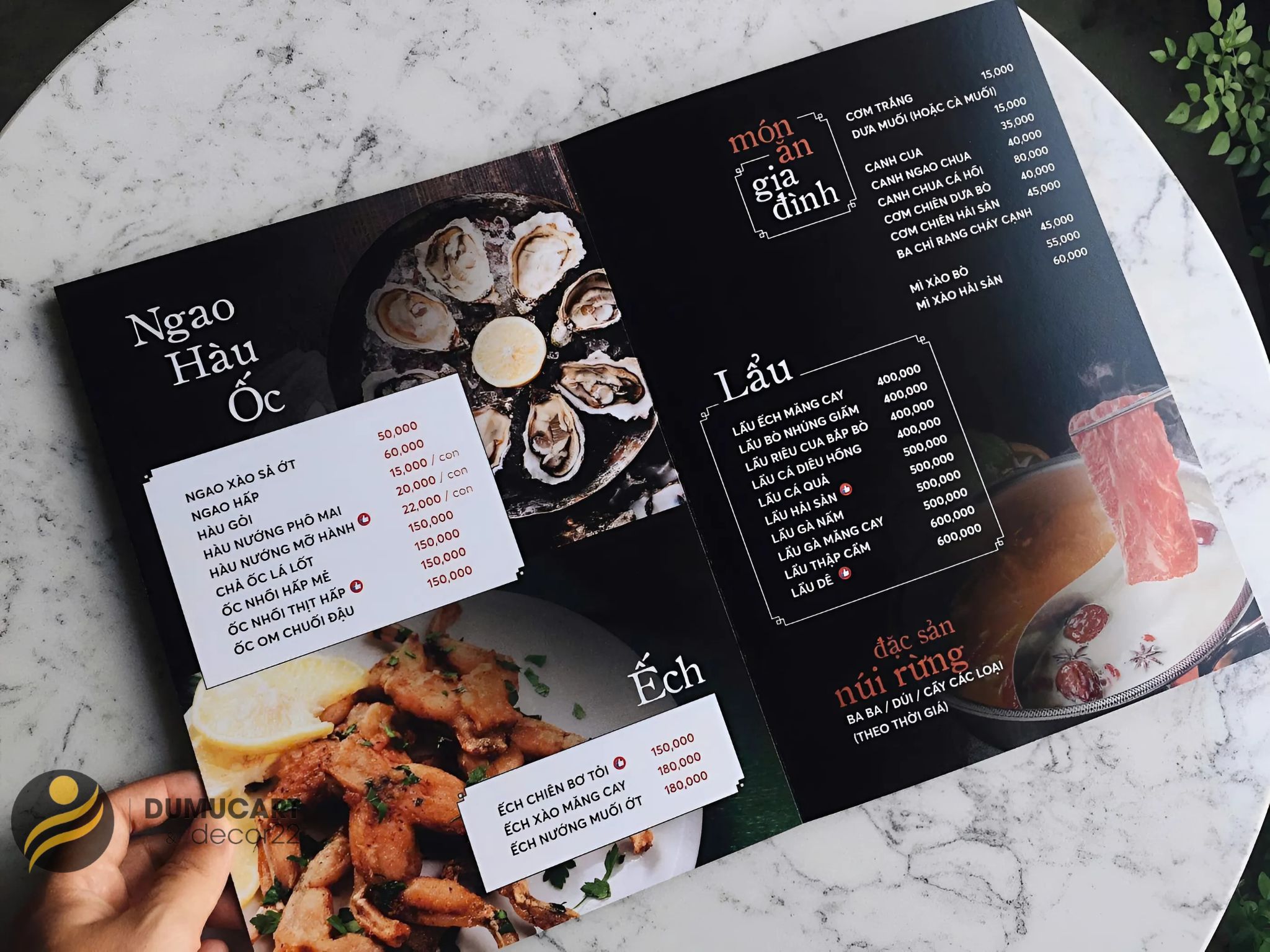 in menu nhà hàng Đà Nẵng - in Du Mục - 01