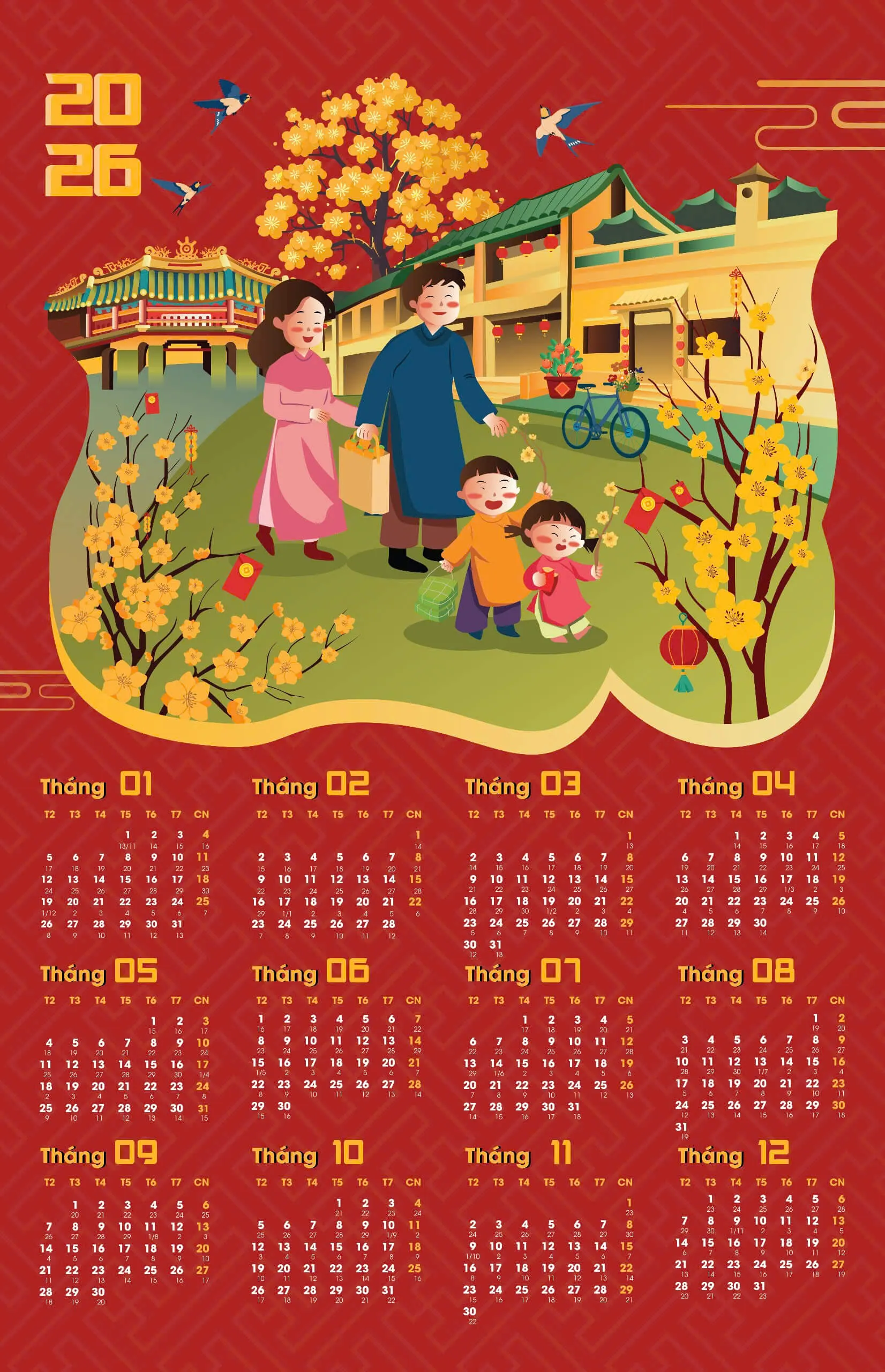 chi phí in lịch tết