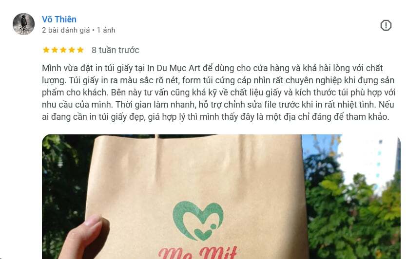 đánh giá chất lượng in túi giấy nhà in du mục art