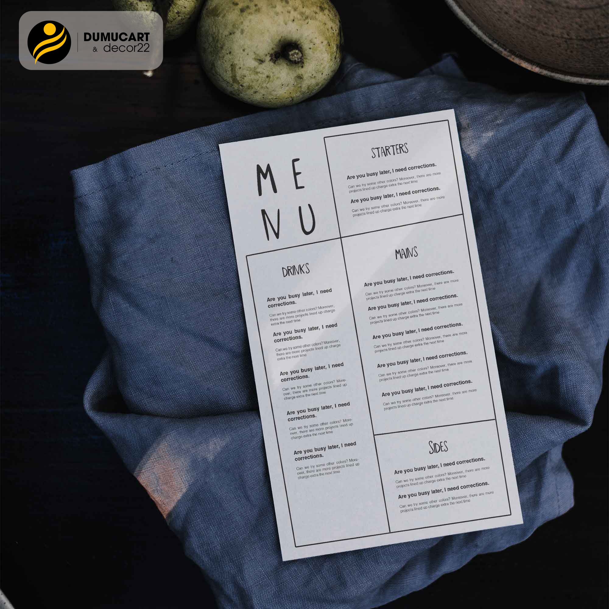 in menu nhà hàng
