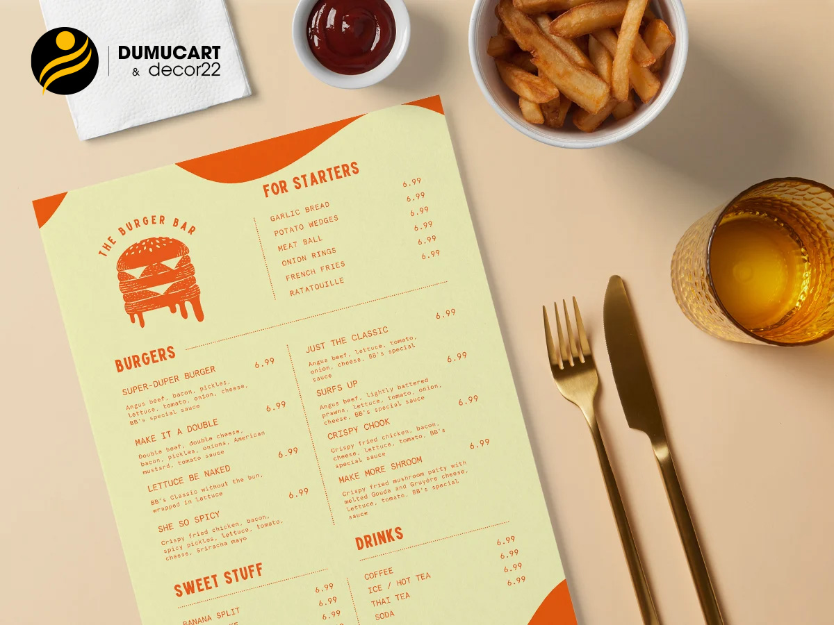 in menu quán ăn