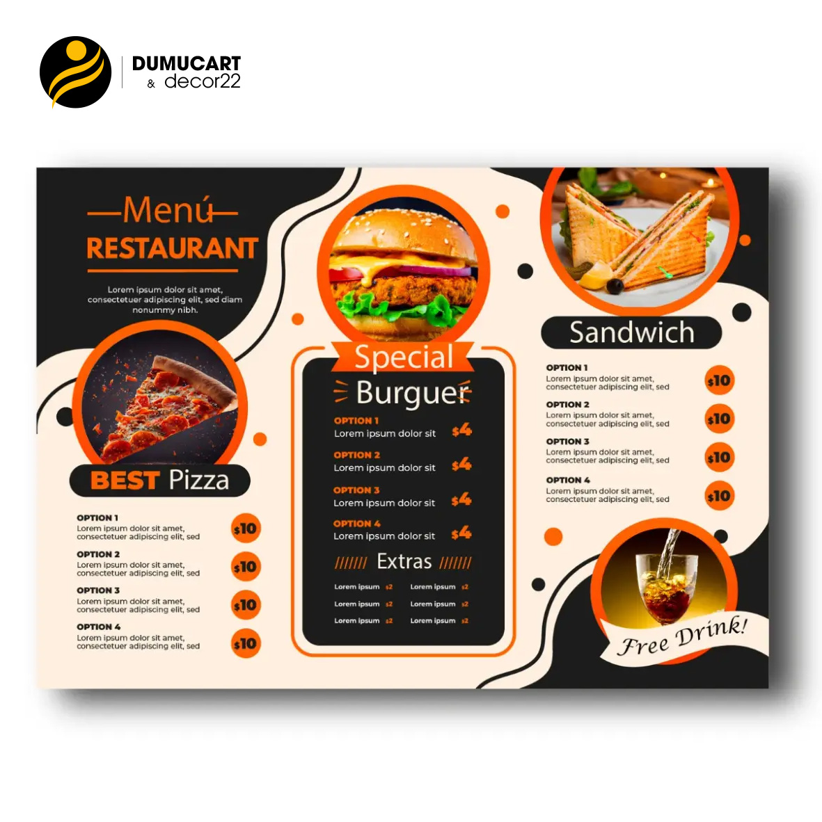 in menu nhà hàng