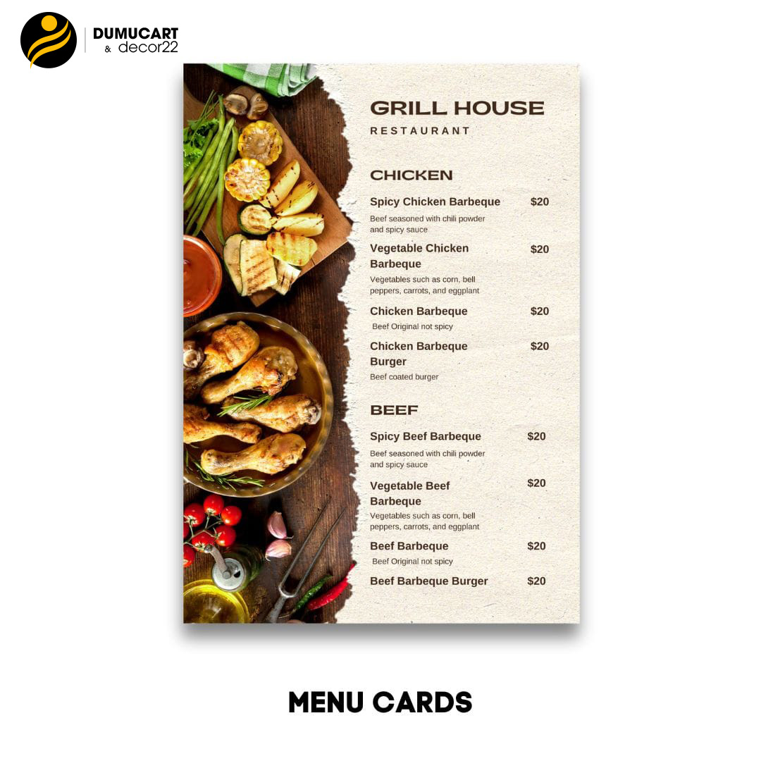 in menu bìa cứng