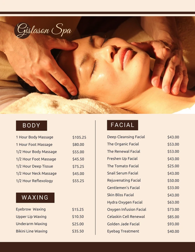 in menu spa