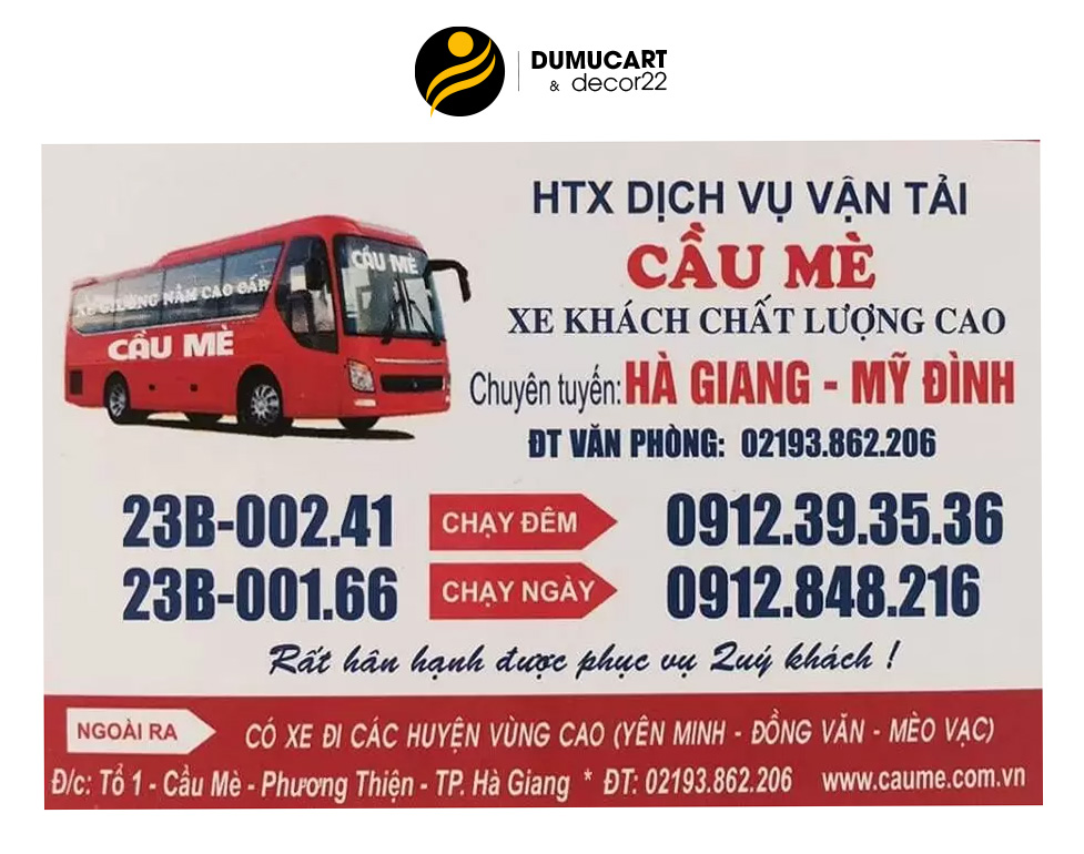 mẫu card xe dịch vụ