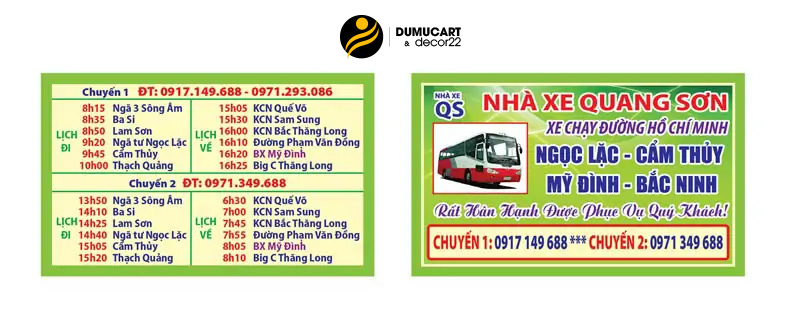 mẫu card xe dịch vụ