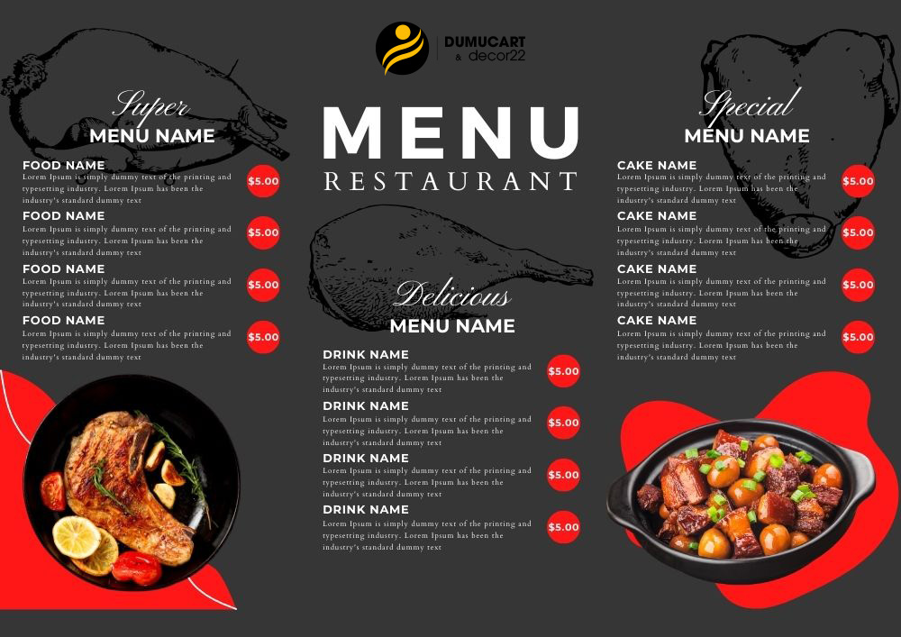 mẫu menu đẹp đơn giản