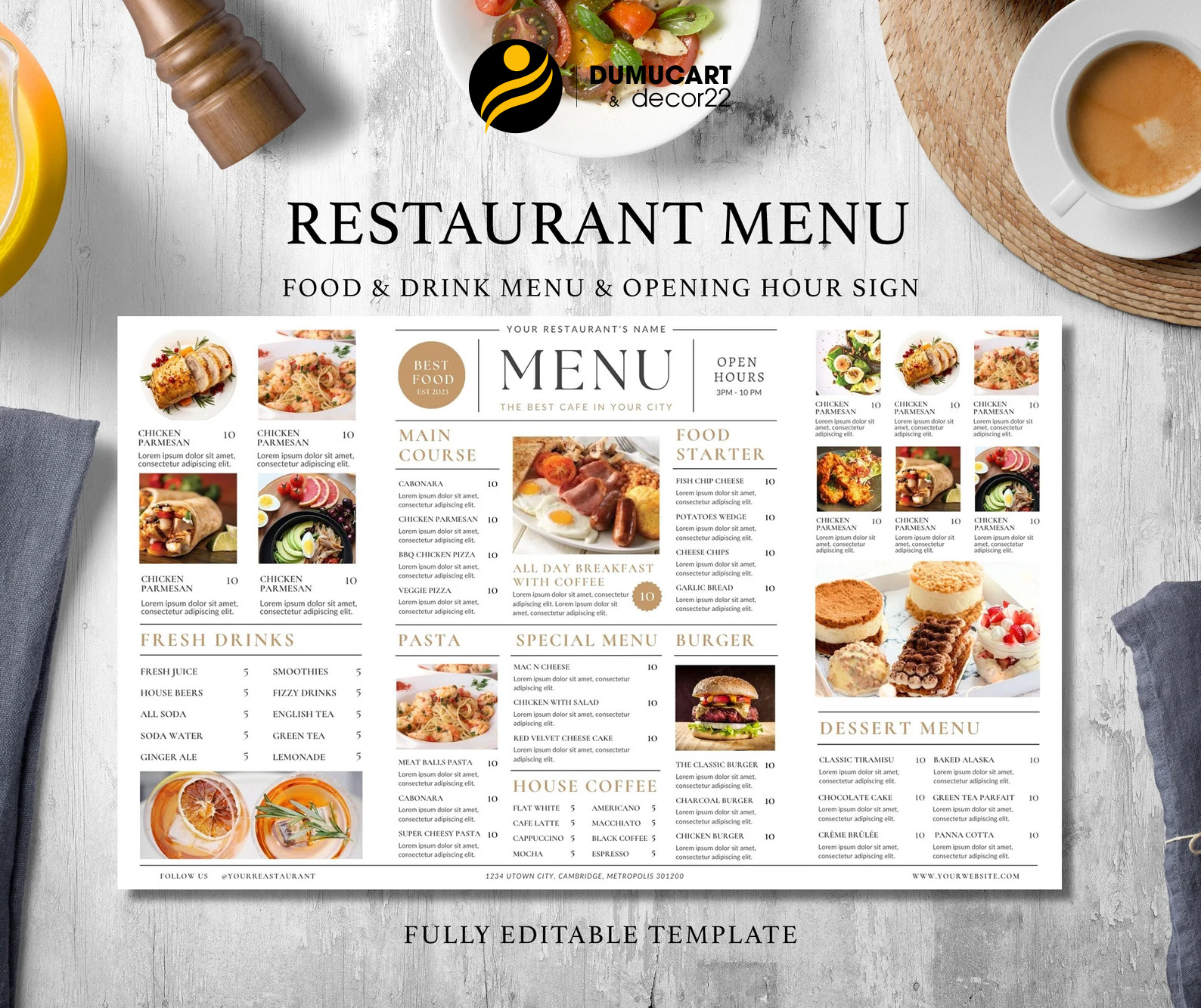 mẫu menu đơn giản