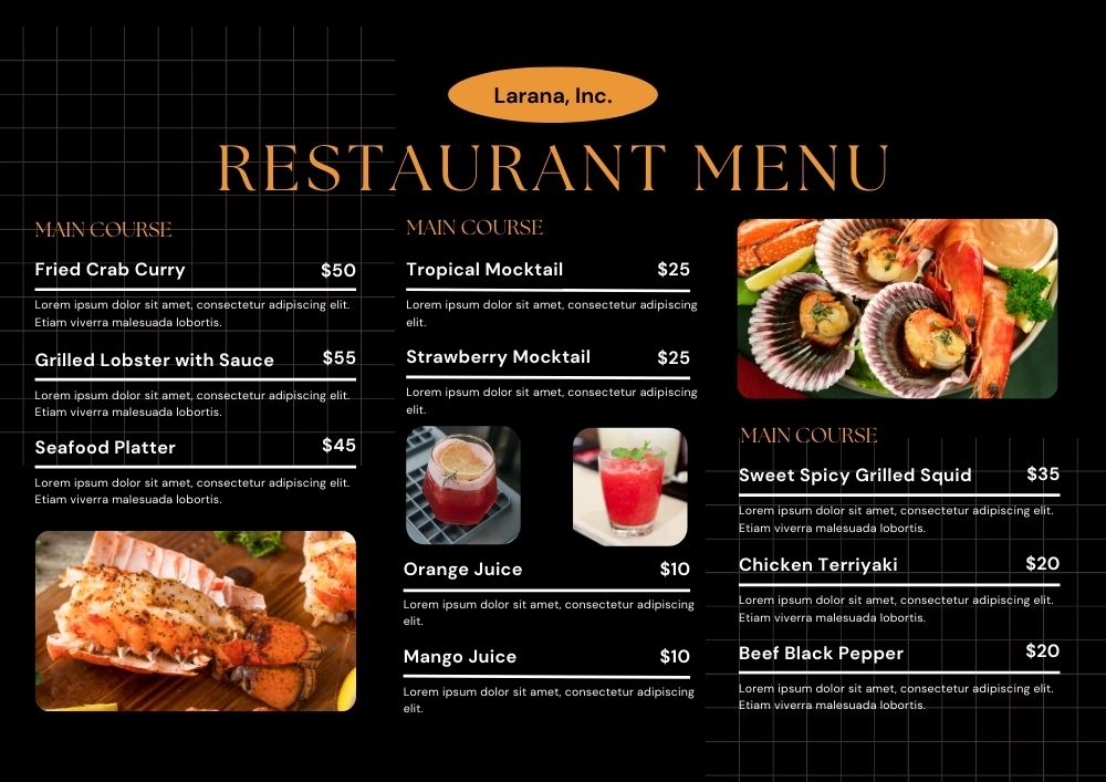 mẫu menu đẹp đơn giản