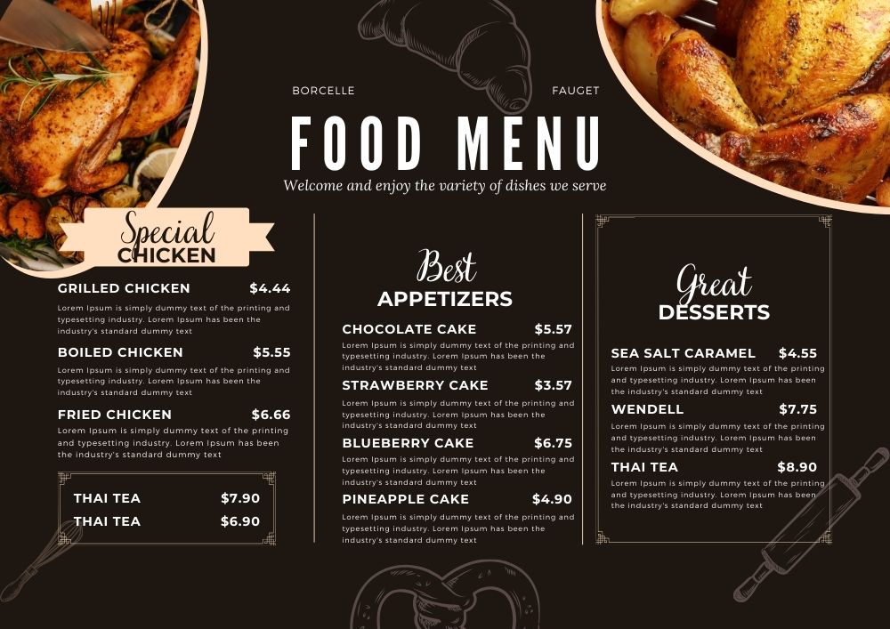 mẫu menu đẹp đơn giản