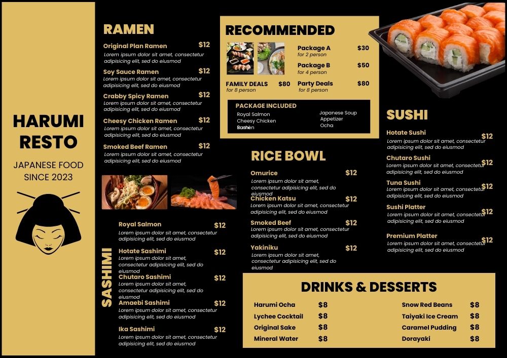 mẫu menu đẹp đơn giản