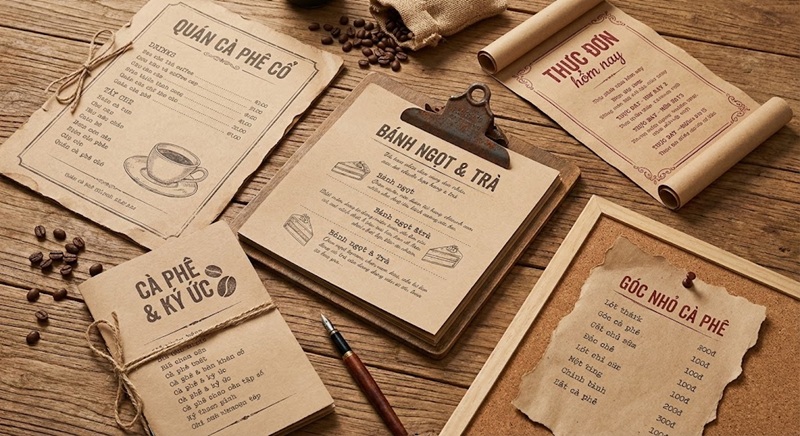 in menu quán cafe