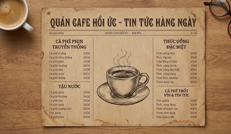 menu cafe Vintage