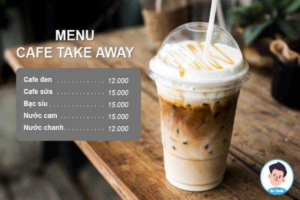in menu quán cafe