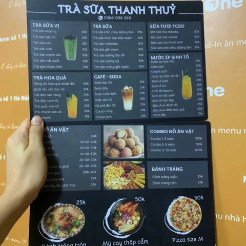 in menu quán cafe
