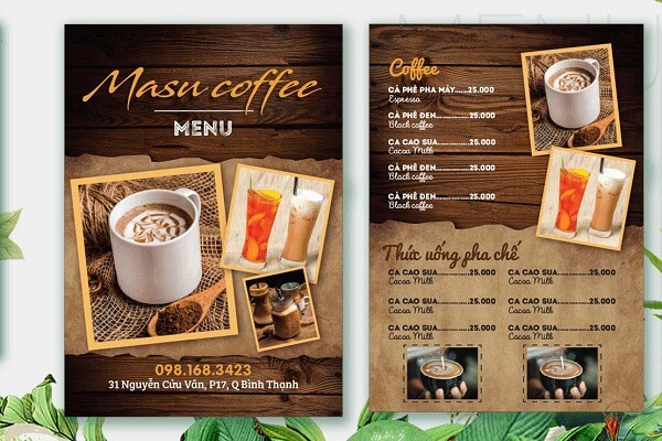 menu quan cafe sang trong 1