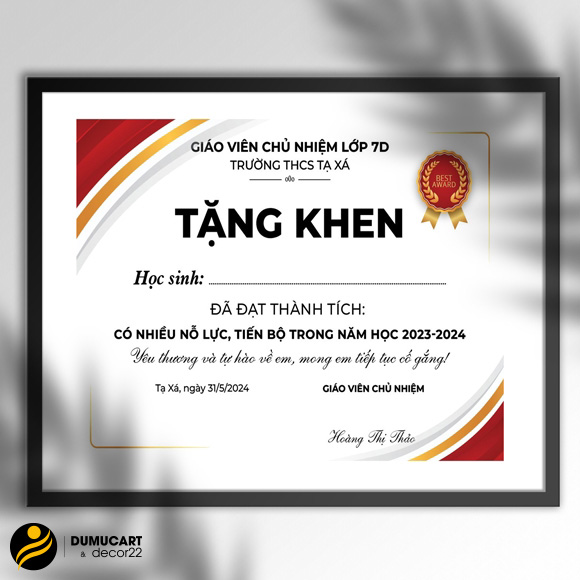 in bằng khen cao cấp