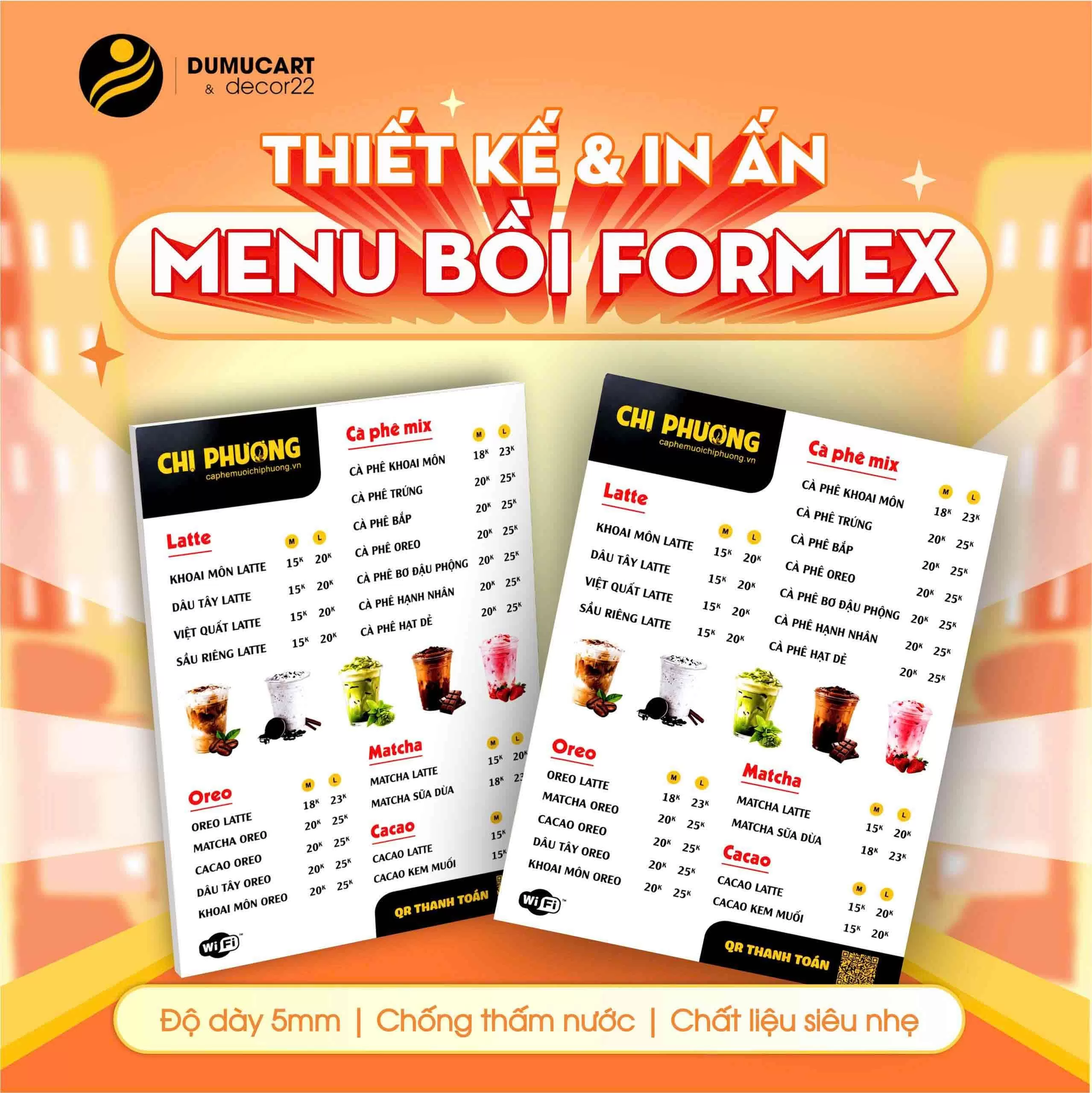 in menu bồi formex