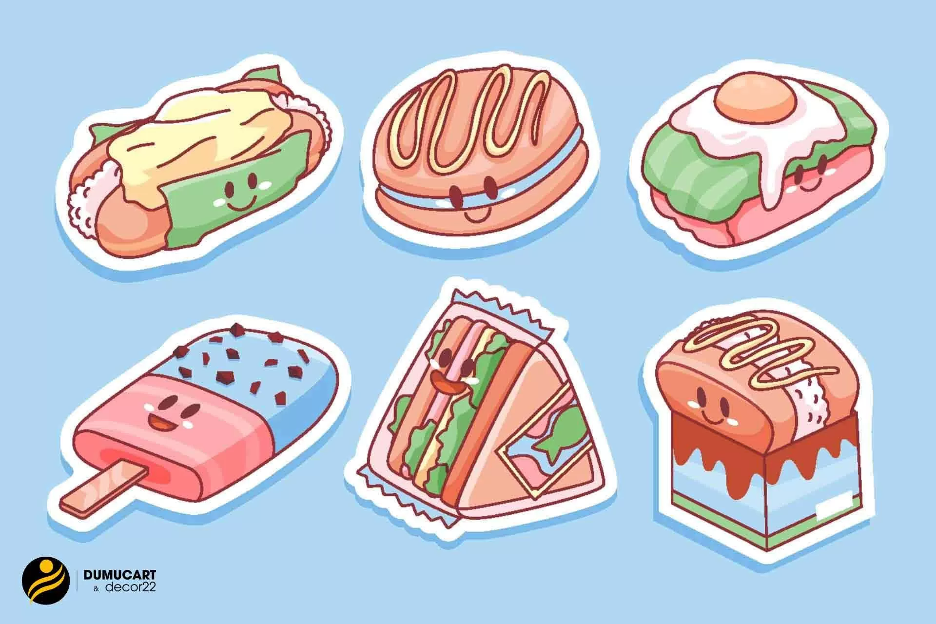 sticker đồ ăn vặt cute