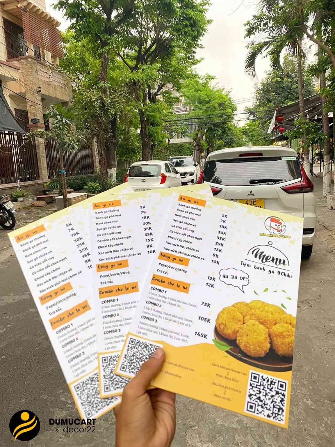 in menu đà nẵng