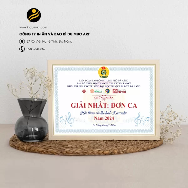 In bằng khen Đà Nẵng giá rẻ – Nhận ngay thành phẩm trong 24h